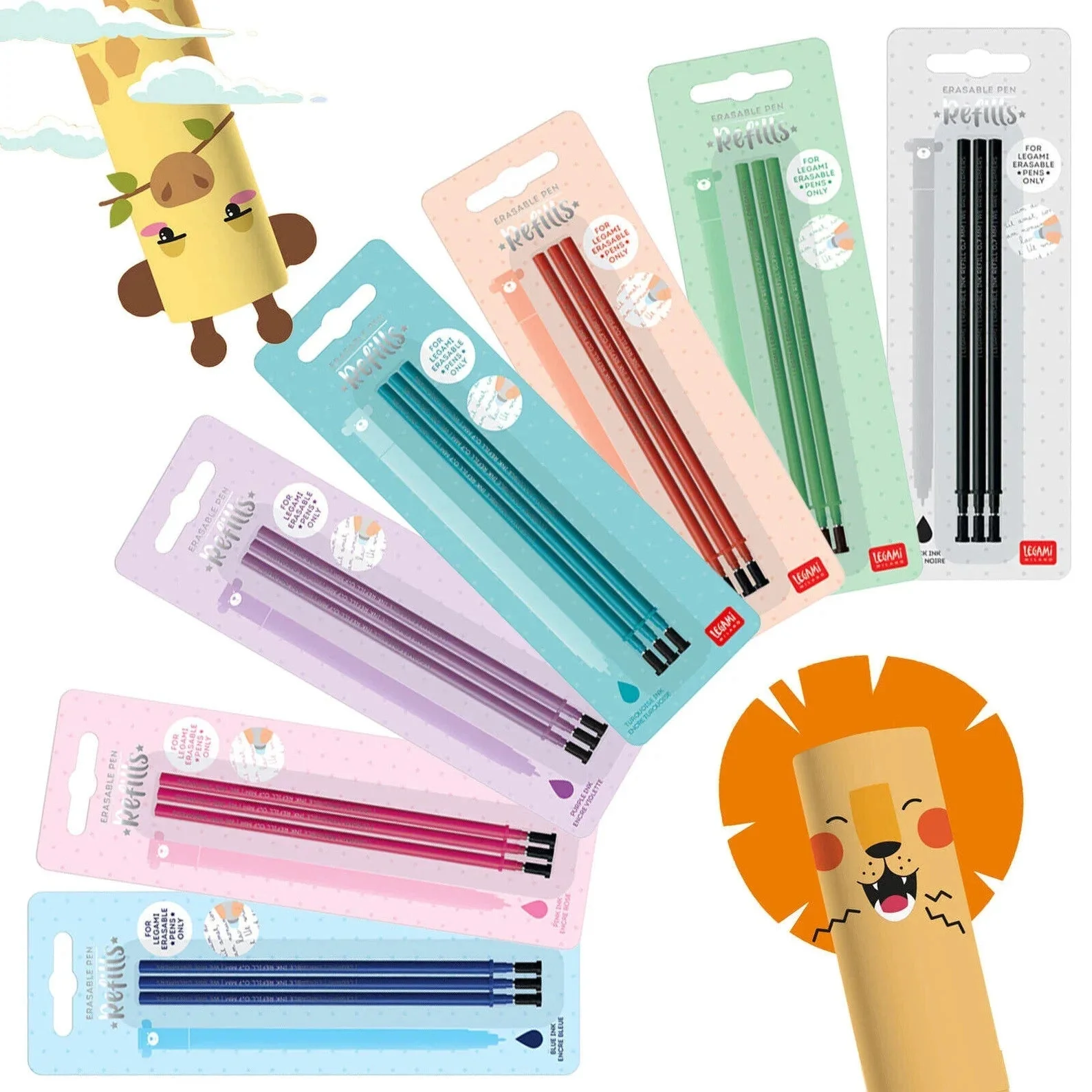 Set de 3 recharges LEGAMI pour stylo à encre gel effaçable - Rose – Image 2
